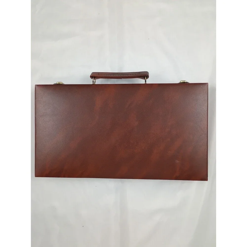 Vintage Cardinal Rummy-O Tile Game Faux Leather Case 106 Tiles 4 Racks 7 Legs